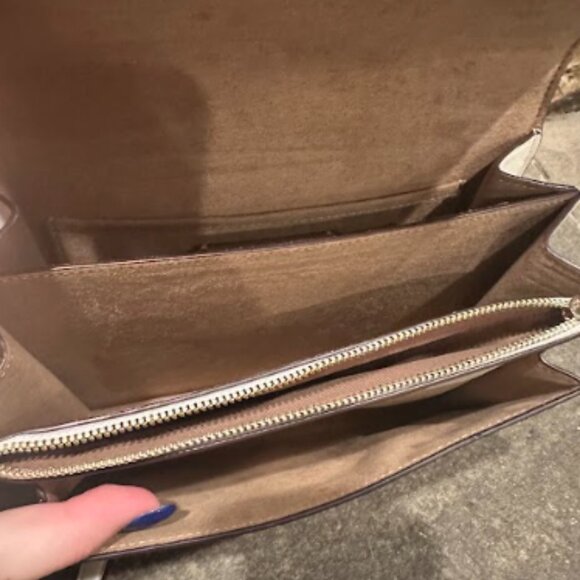 Coach Crossbody Bag Cream & Beige Signature Canvas with Gold Chain Strap - Picture 2 of 2